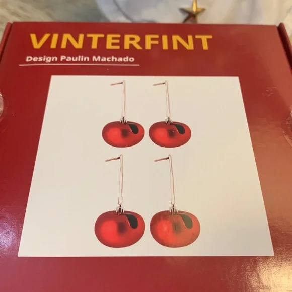 4 pc 🍎 IKEA Apple Christmas ornaments decorations holiday decor red fruit new - Picture 7 of 15